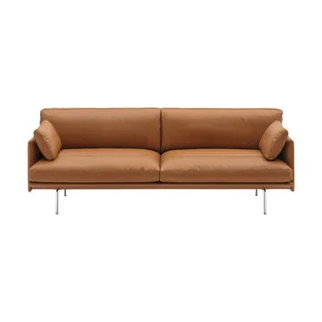 Outline Soft sofa - Refine Leather Cognac-aluminium legs, 3 seater - Muuto