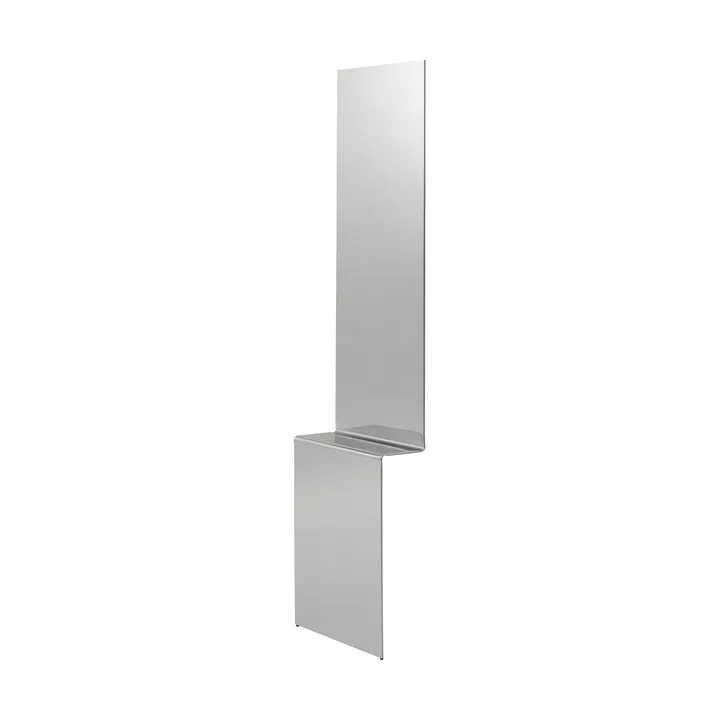Pleat wall mirror - Polished steel, 227x57 cm - Muuto