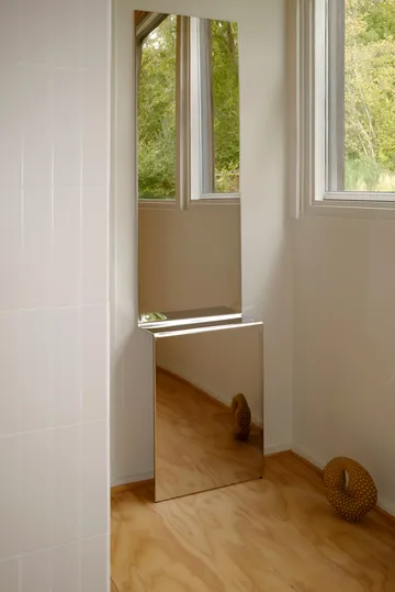 Pleat wall mirror - Polished steel, 227x57 cm - Muuto