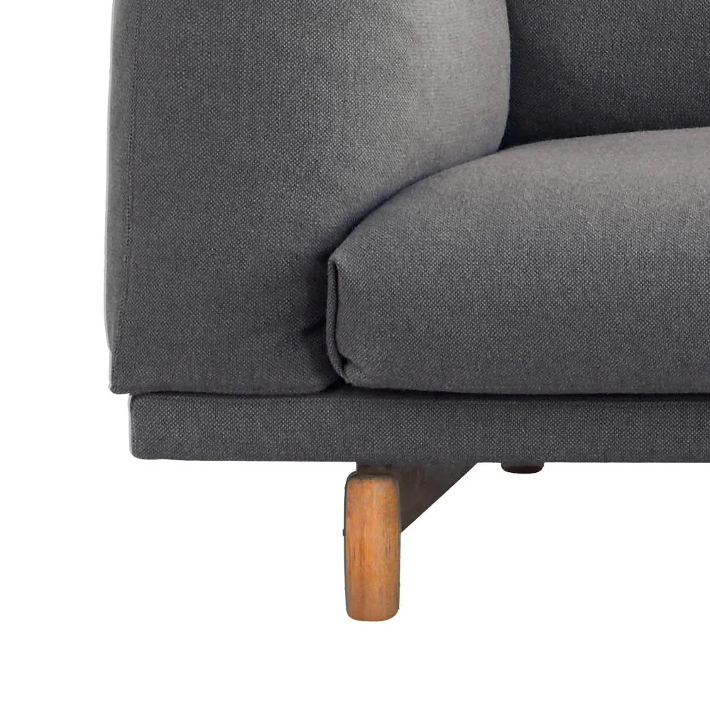 Rest sofa, 3-seat fabric steelcut trio 515 rose. oak legs Muuto