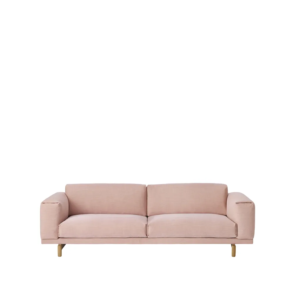 Rest sofa, 3-seat fabric steelcut trio 515 rose. oak legs Muuto