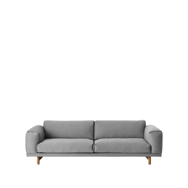 Rest sofa - 3-seat fabric steelcut trio ii 13 light grey. oak legs - Muuto