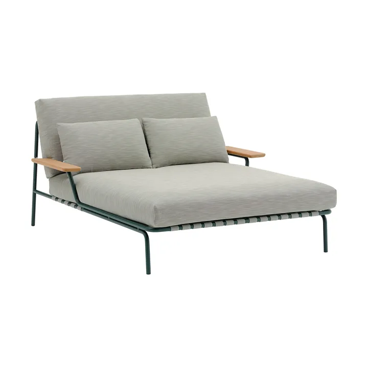 Settle chaise lounge - Ribbed Weave 2-dark green, with armrests - Muuto