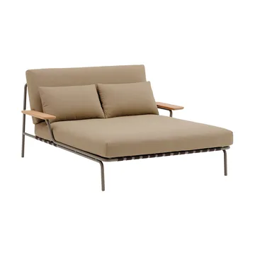 Settle chaise lounge - Ribbed Weave 5-taupe, with armrests - Muuto