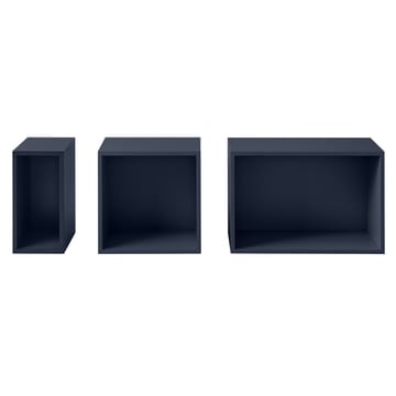 Stacked 2.0 shelving with back plate, large - midnight blue - Muuto