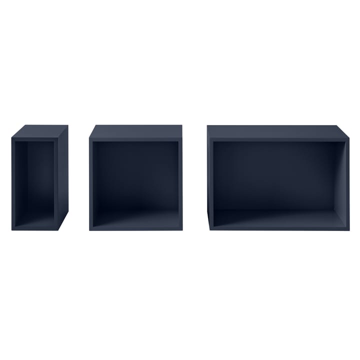 Stacked 2.0 shelving with back plate, large - midnight blue - Muuto