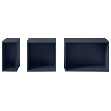Stacked 2.0 shelving with back plate, medium - midnight blue - Muuto