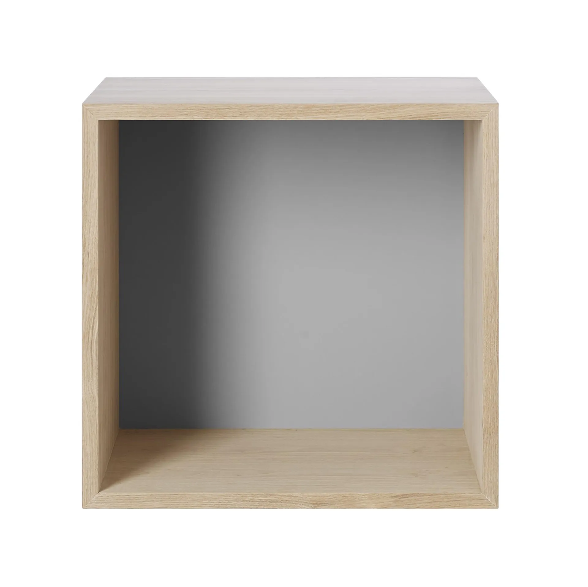 Stacked 2.0 shelving with back plate, medium, oak, grey Muuto