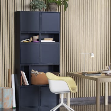 Stacked 2.0 shelving with back plate, small - midnight blue - Muuto