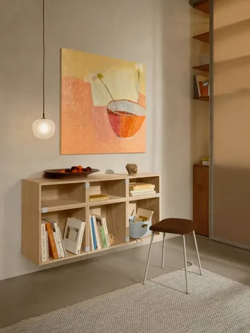 Stacked 2.0 shelving with back plate, small - oak - Muuto