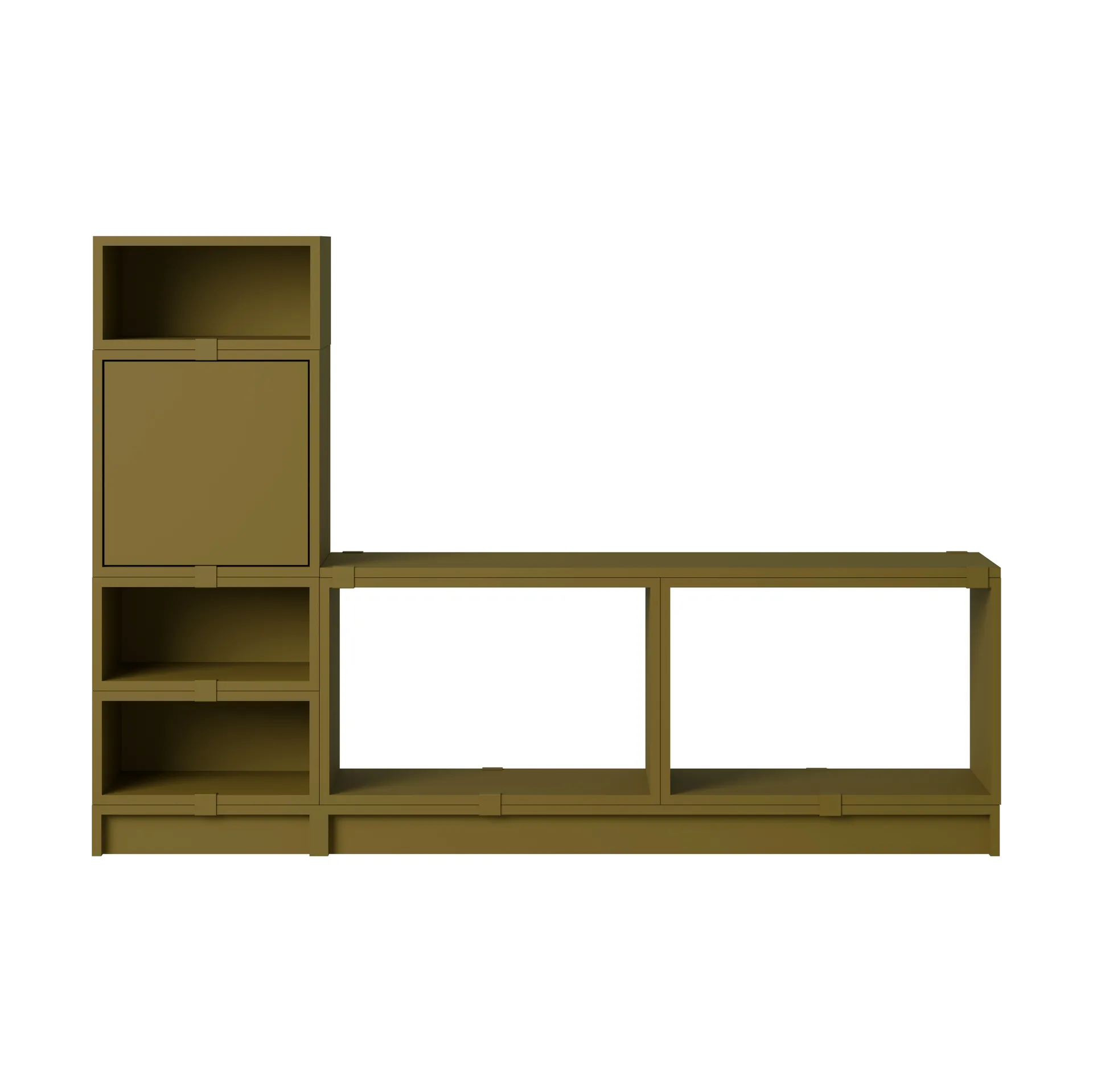 Stacked storage system hallway configuration 1, Brown green Muuto