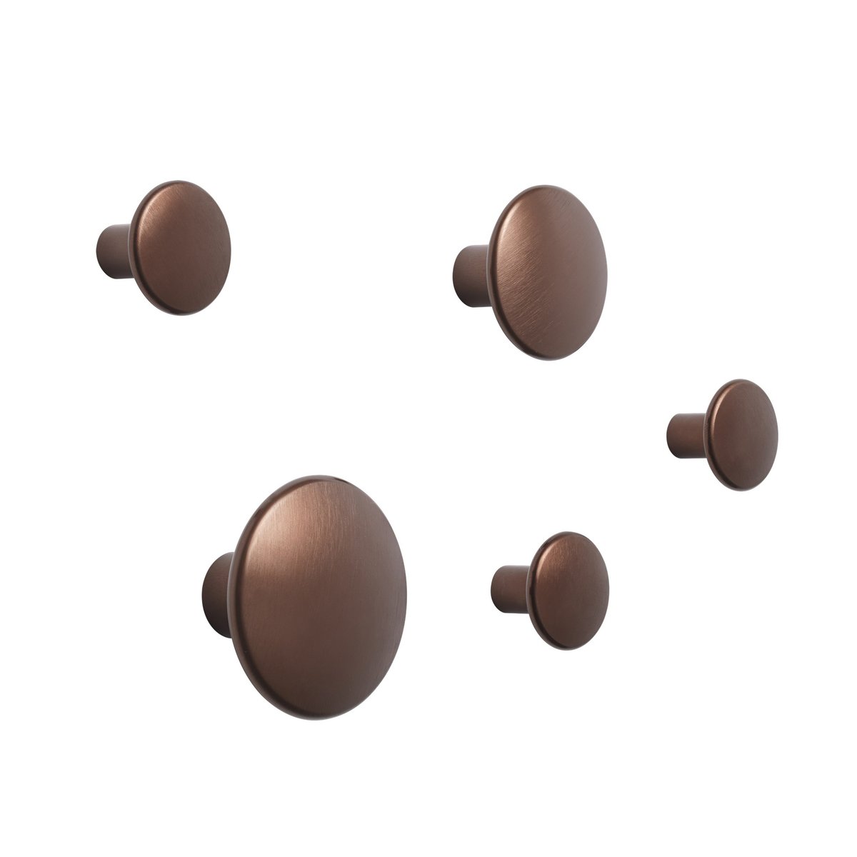 Muuto The Dots clothes hook metal 5 pack Umber | Scandinavian Design | Clothes hooks & hangers | Brown