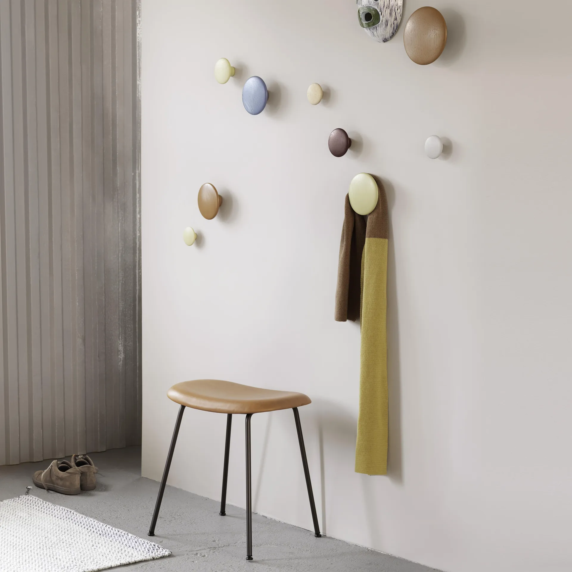 The Dots coat hook mustard yellow, extra small Muuto