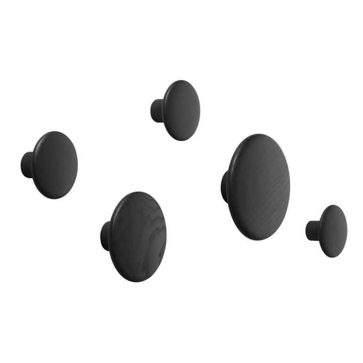 The Dots coat hooks, 5-pack - black stained ash - Muuto