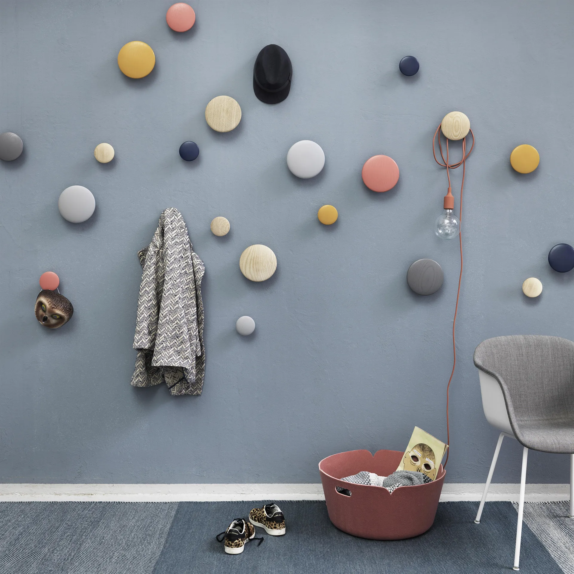 The Dots coat hooks, 5-pack, Grey Muuto