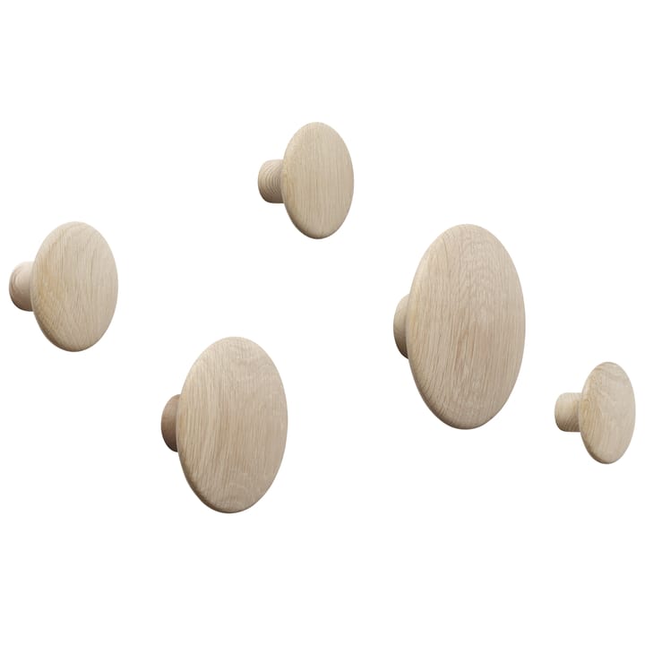 The Dots coat hooks, 5-pack - oak - Muuto