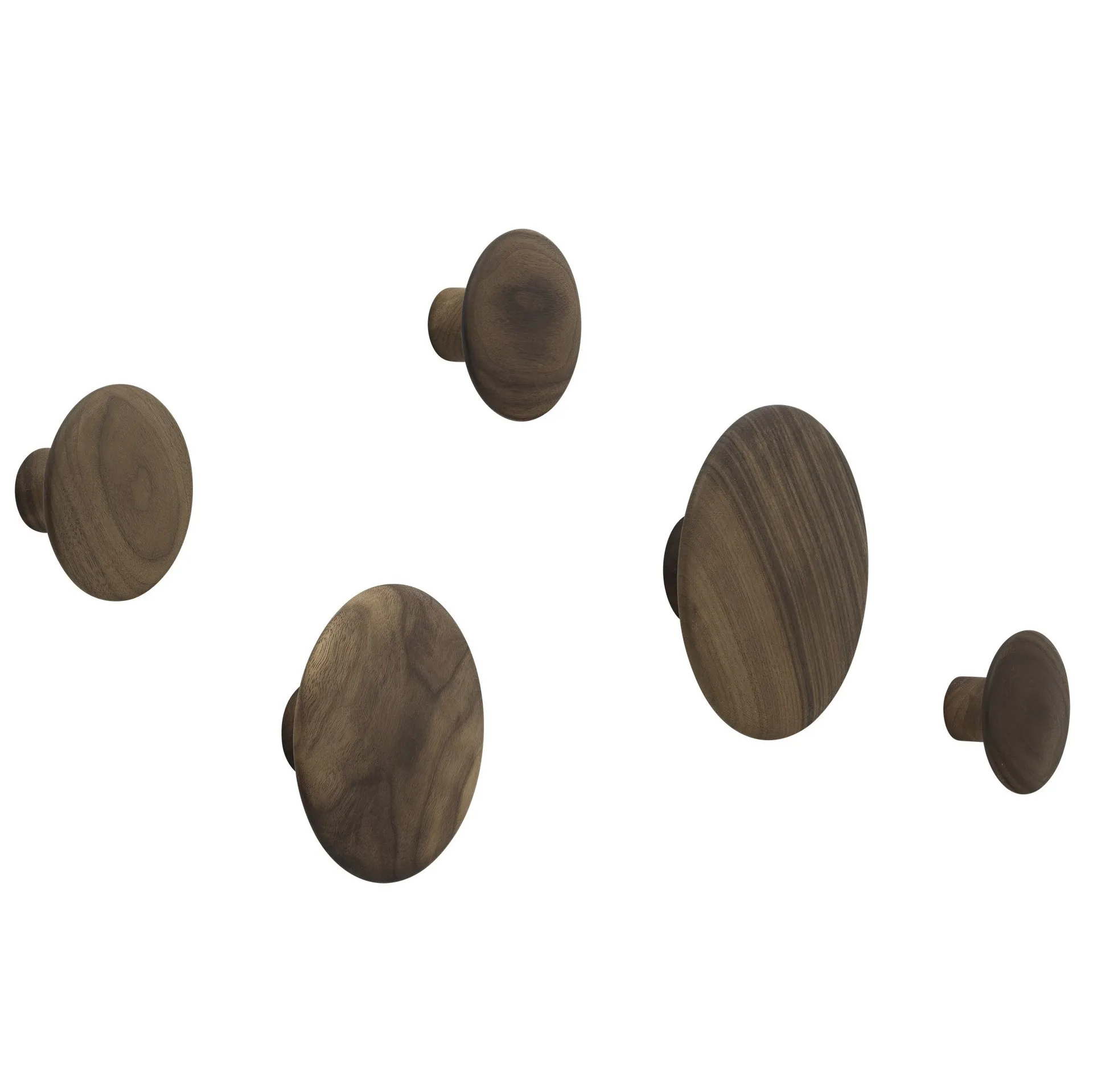 The Dots coat hooks, 5-pack, Walnut Muuto