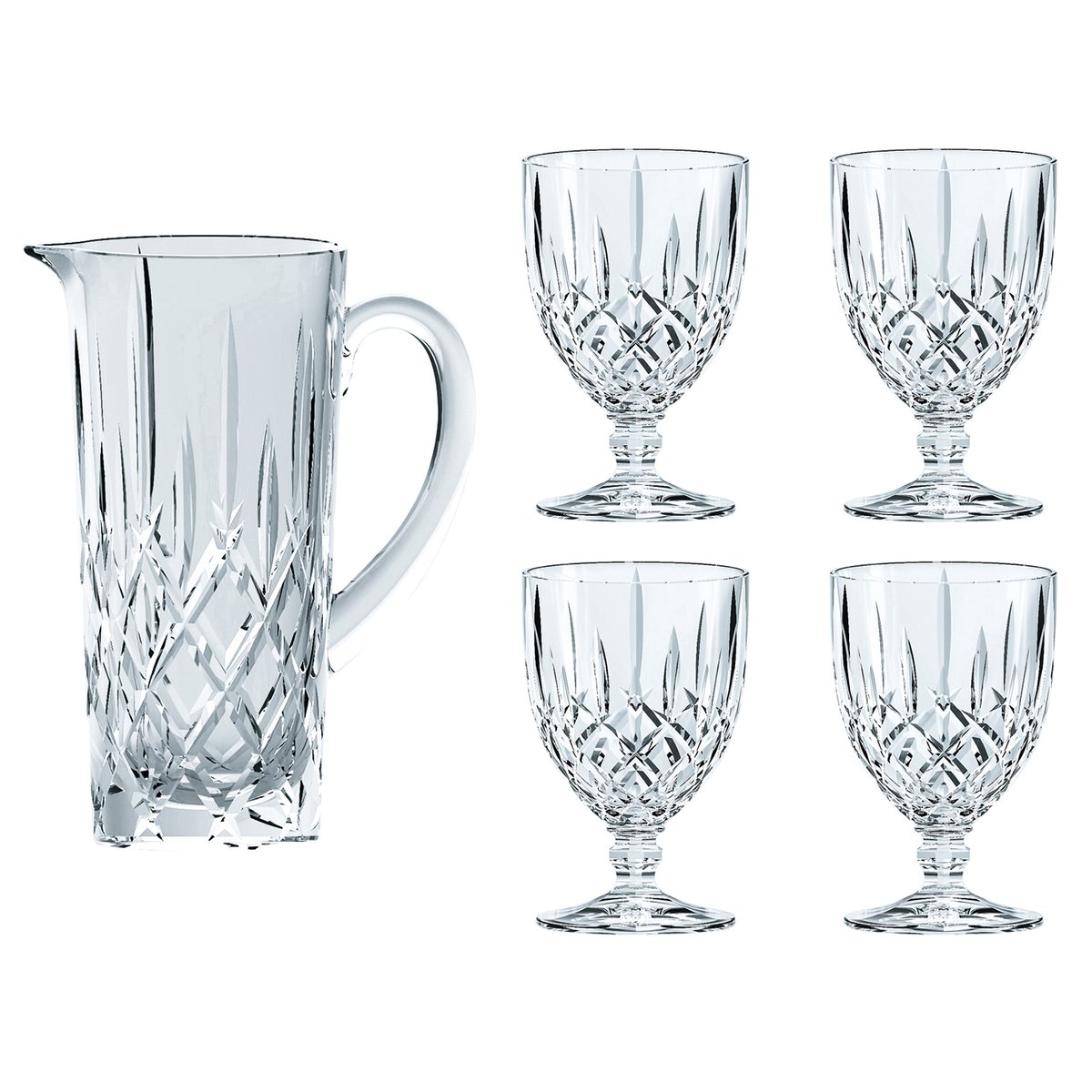 Nachtmann Noblesse set pot and 4 st glass clear | Scandinavian Design | Water jugs and carafes | Transparent