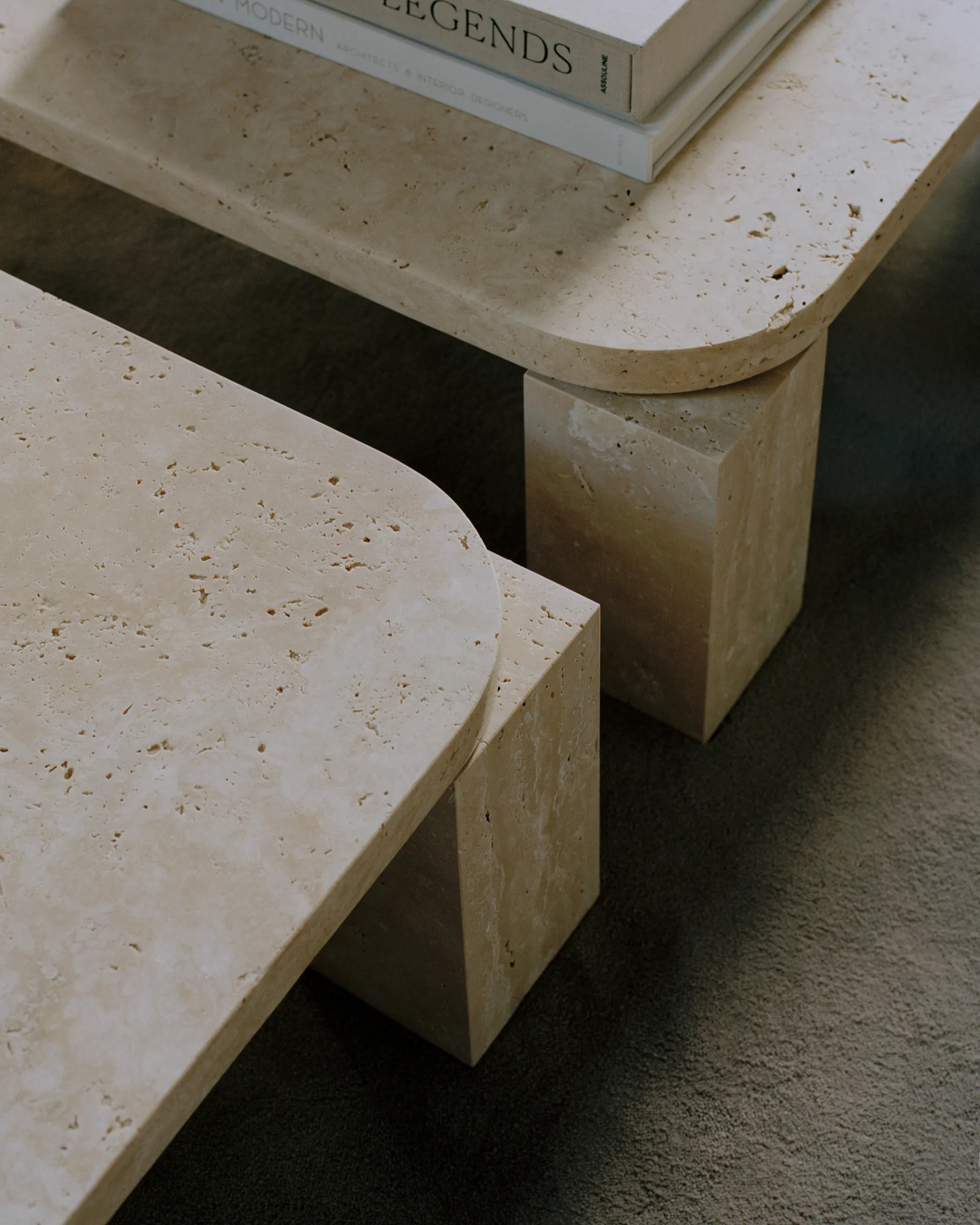 Atlas coffee table 82x82 cm, Unfilled Travertine New Works