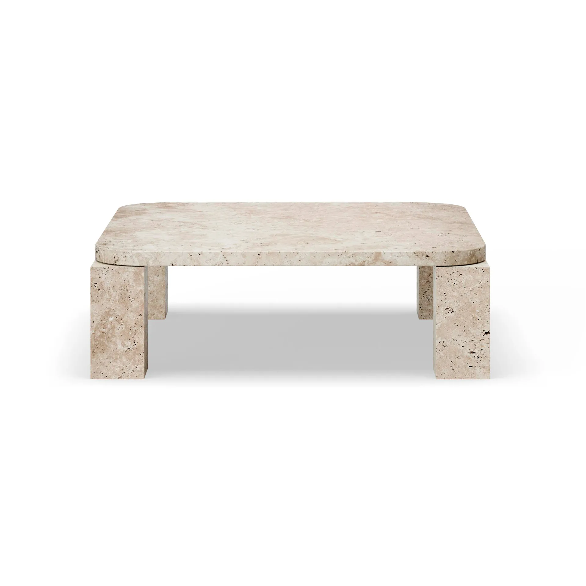 Atlas coffee table 82x82 cm, Unfilled Travertine New Works