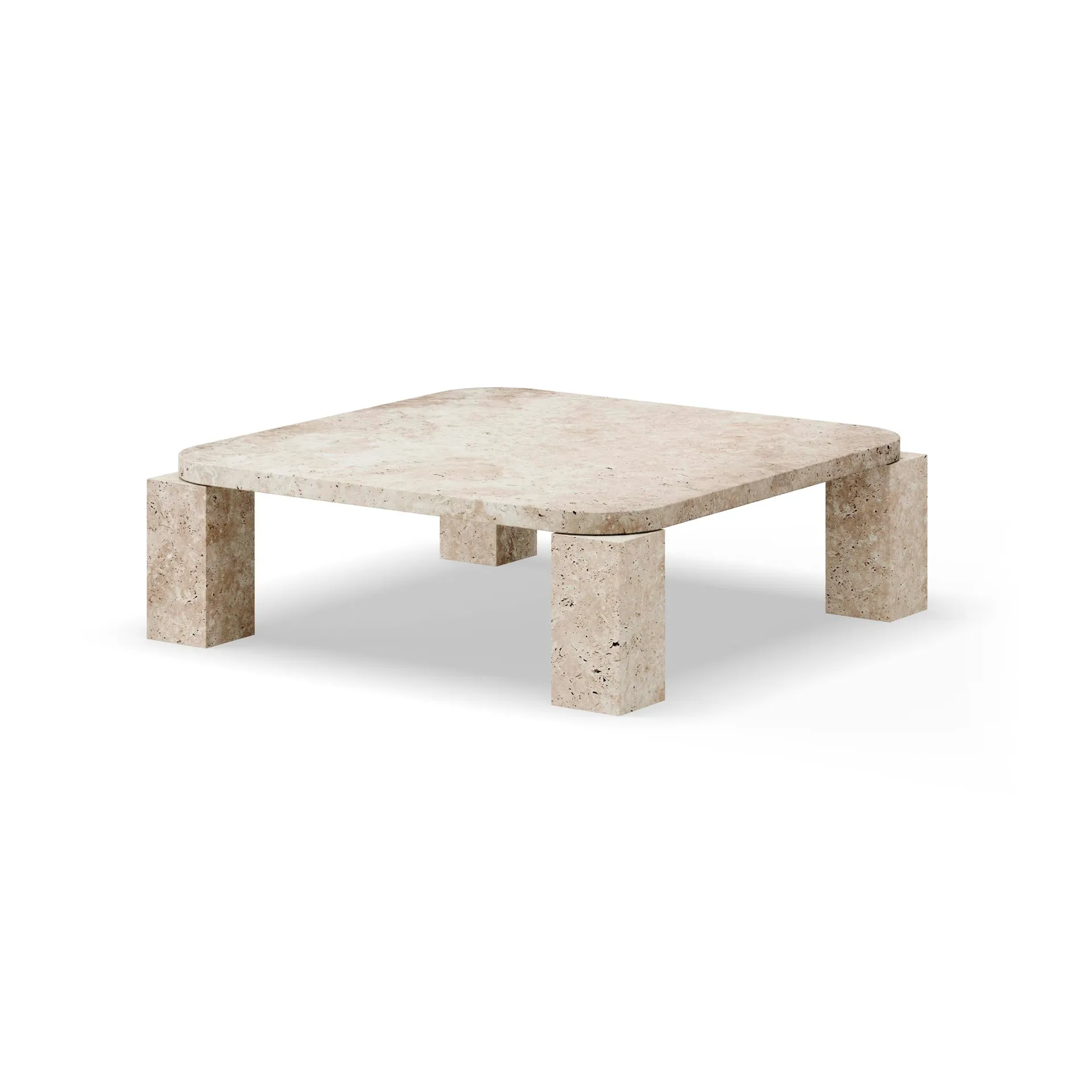 Atlas coffee table 82x82 cm, Unfilled Travertine New Works