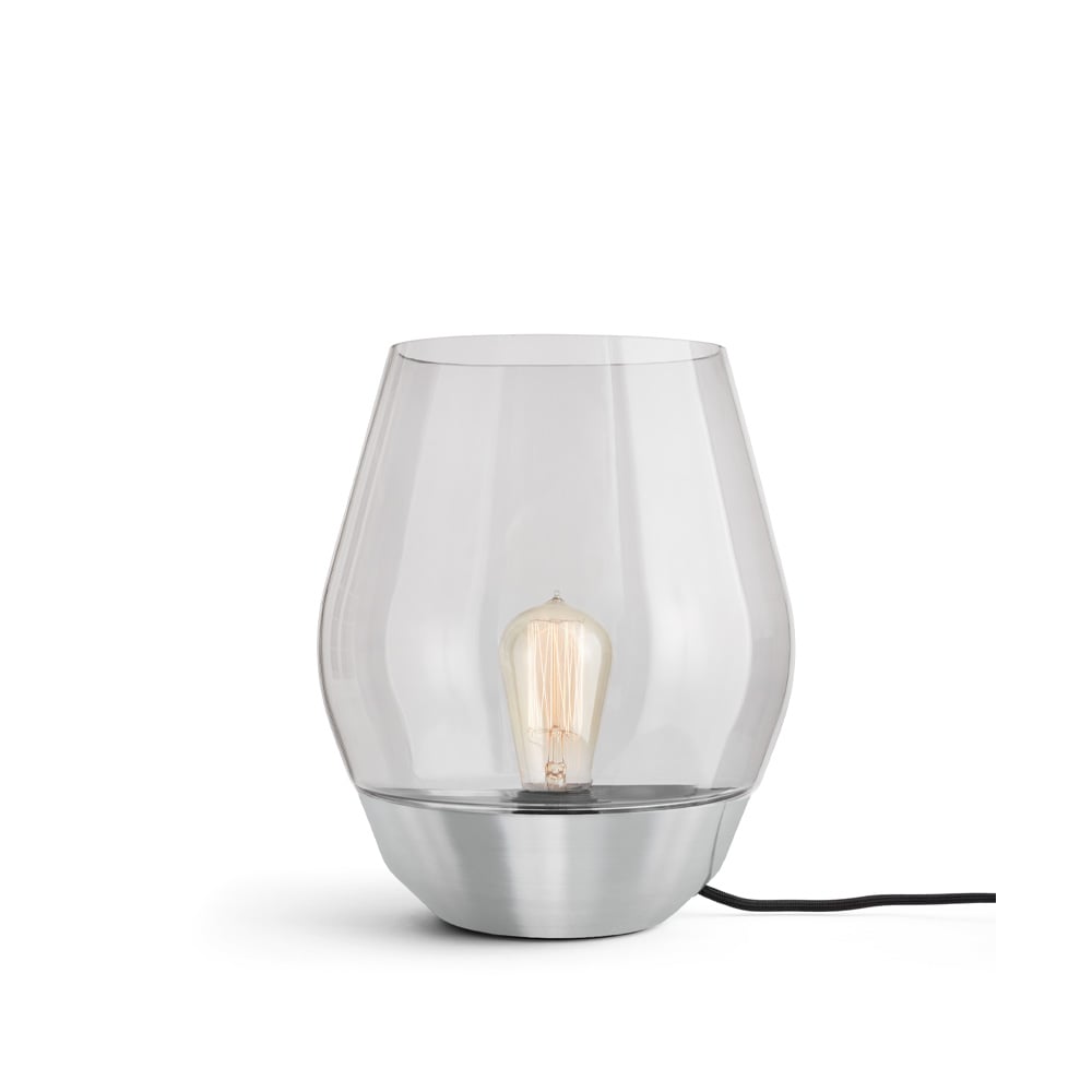 New Works Bowl table lamp Stainless steel. light coloured glass