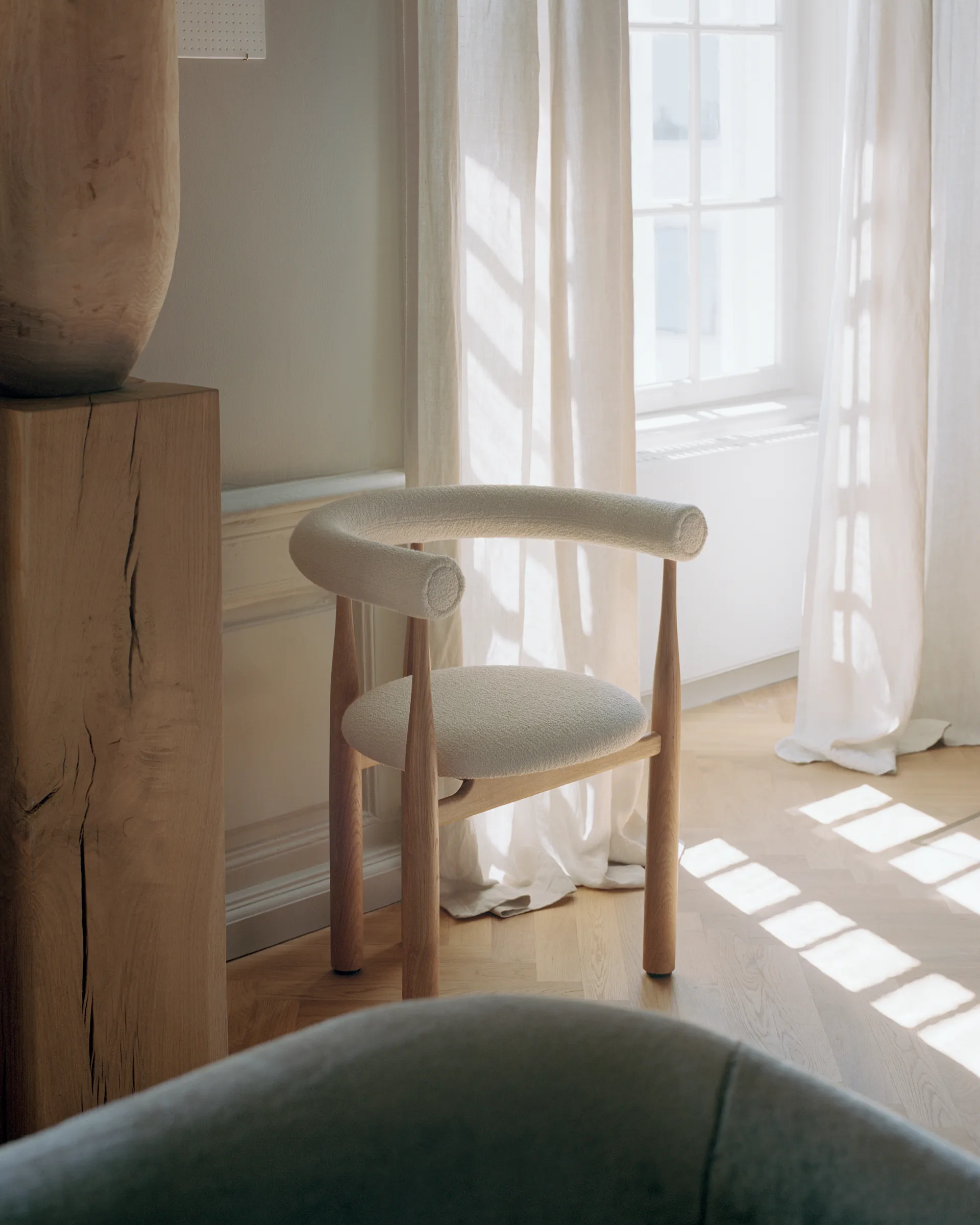 Bukowski upholstered armchair, Oak, Barnum Lana New Works