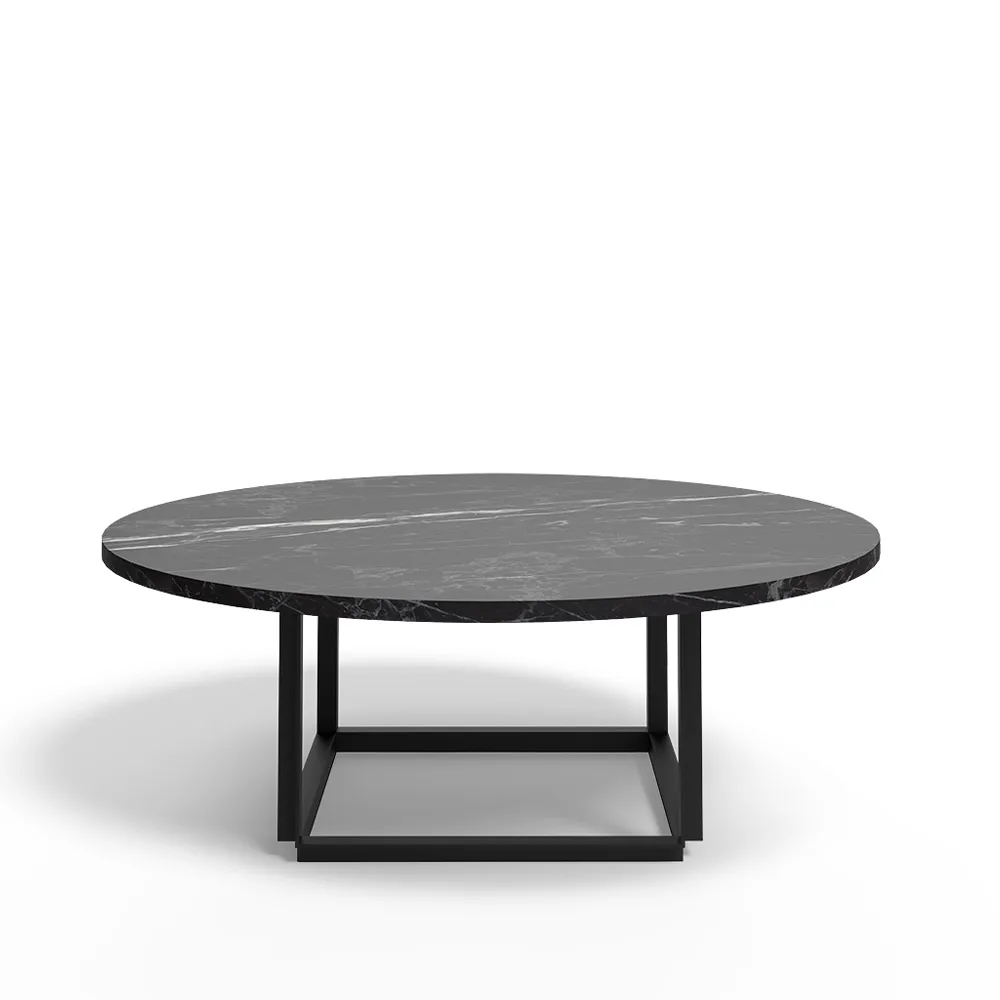 New Works Florence coffee table Black marquina marble. o90 cm. black stand