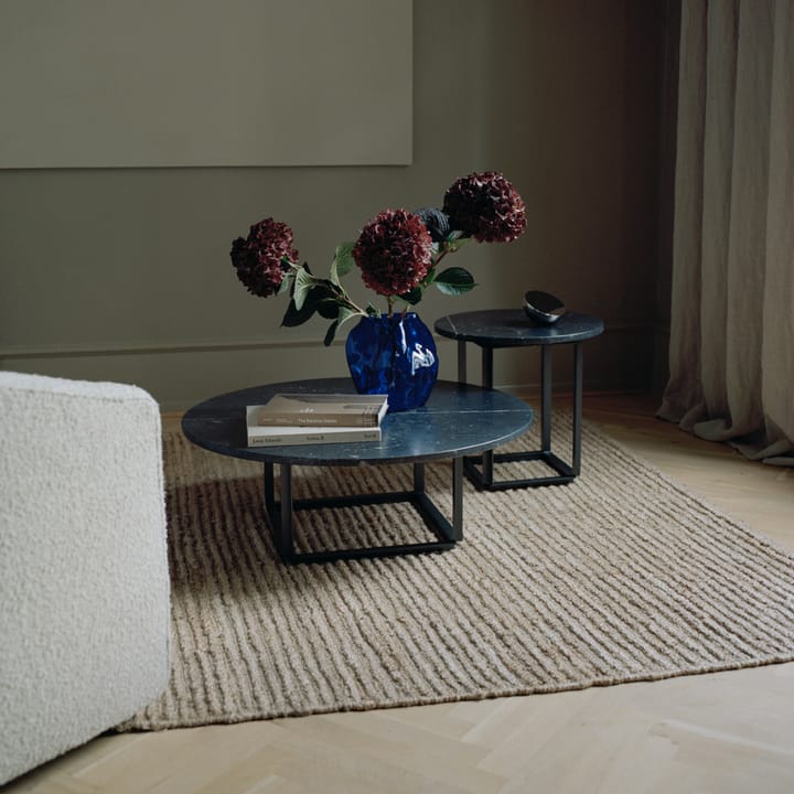 Florence coffee table, Gris du marais marble. ø90 cm. black stand New Works