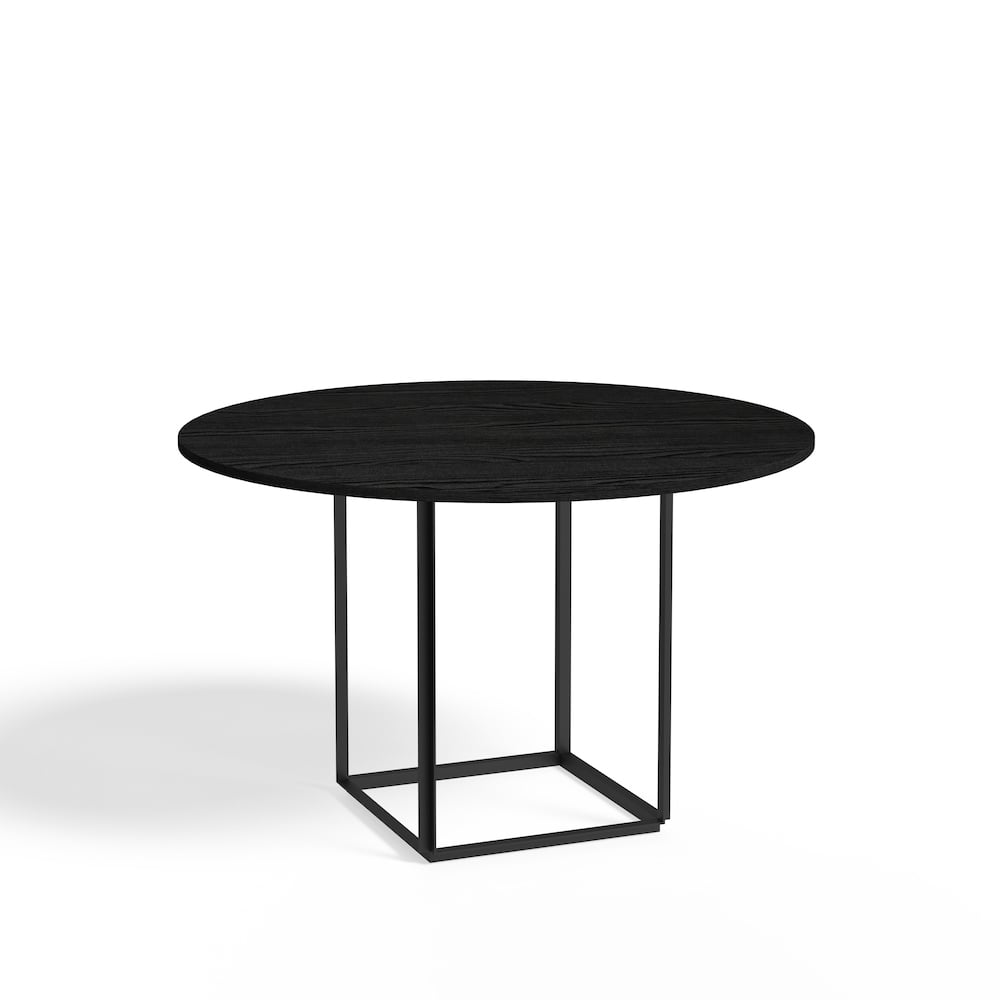 New Works Florence round dining table Black ash-o120 cm-black stand