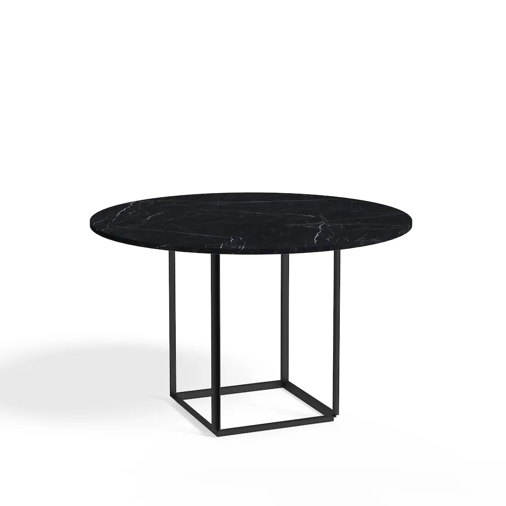 New Works Florence round dining table Black marquina marble. o120 cm. black stand