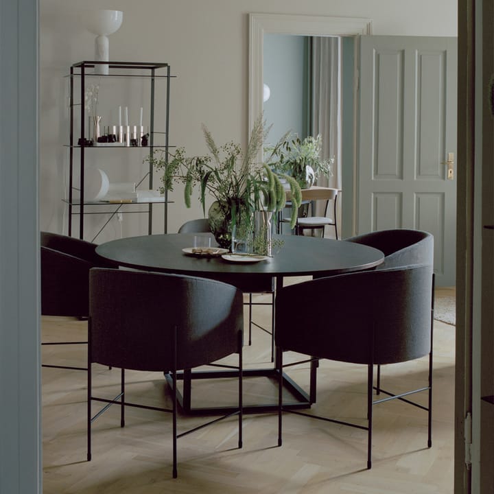 Florence round dining table - Black marquina marble. ø120 cm. black stand - New Works