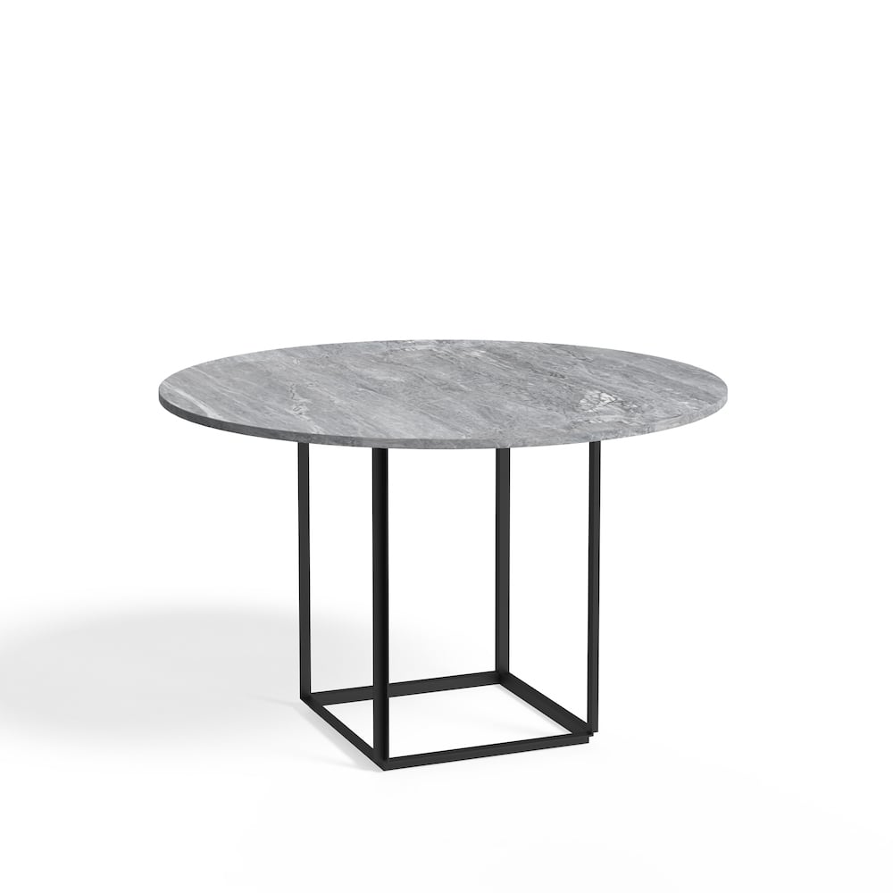 New Works Florence round dining table Grey ruivina marble. o120 cm. black stand
