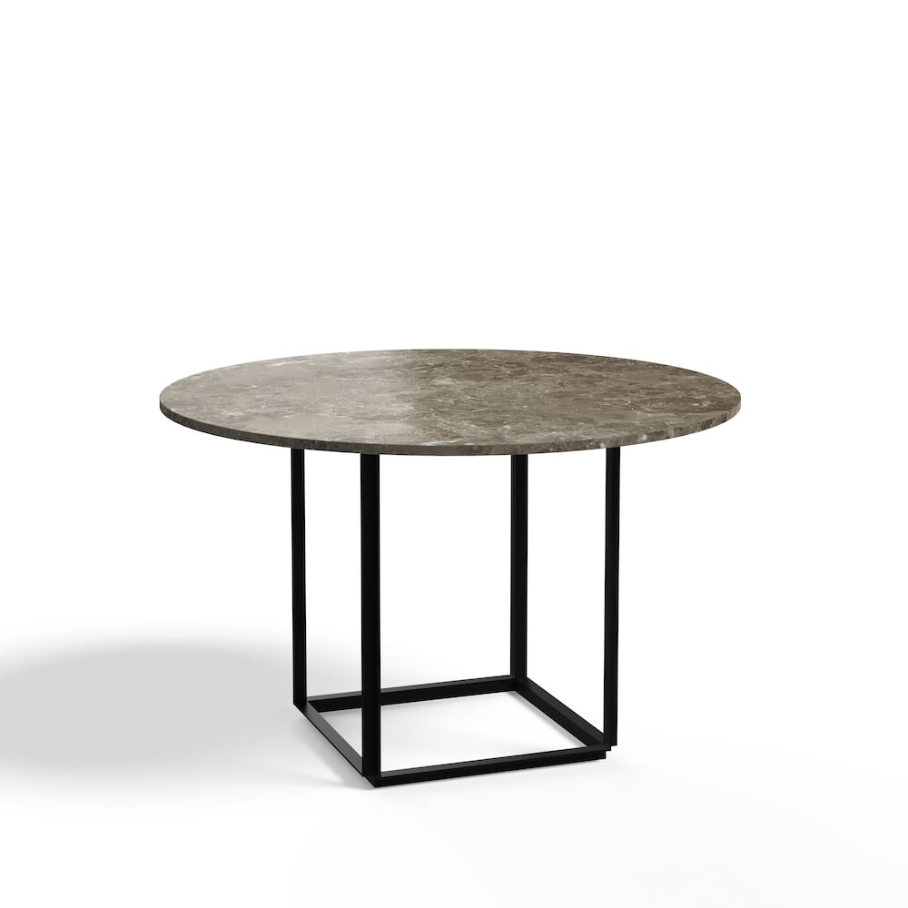 New Works Florence round dining table Gris du marais marble. o120 cm. black stand