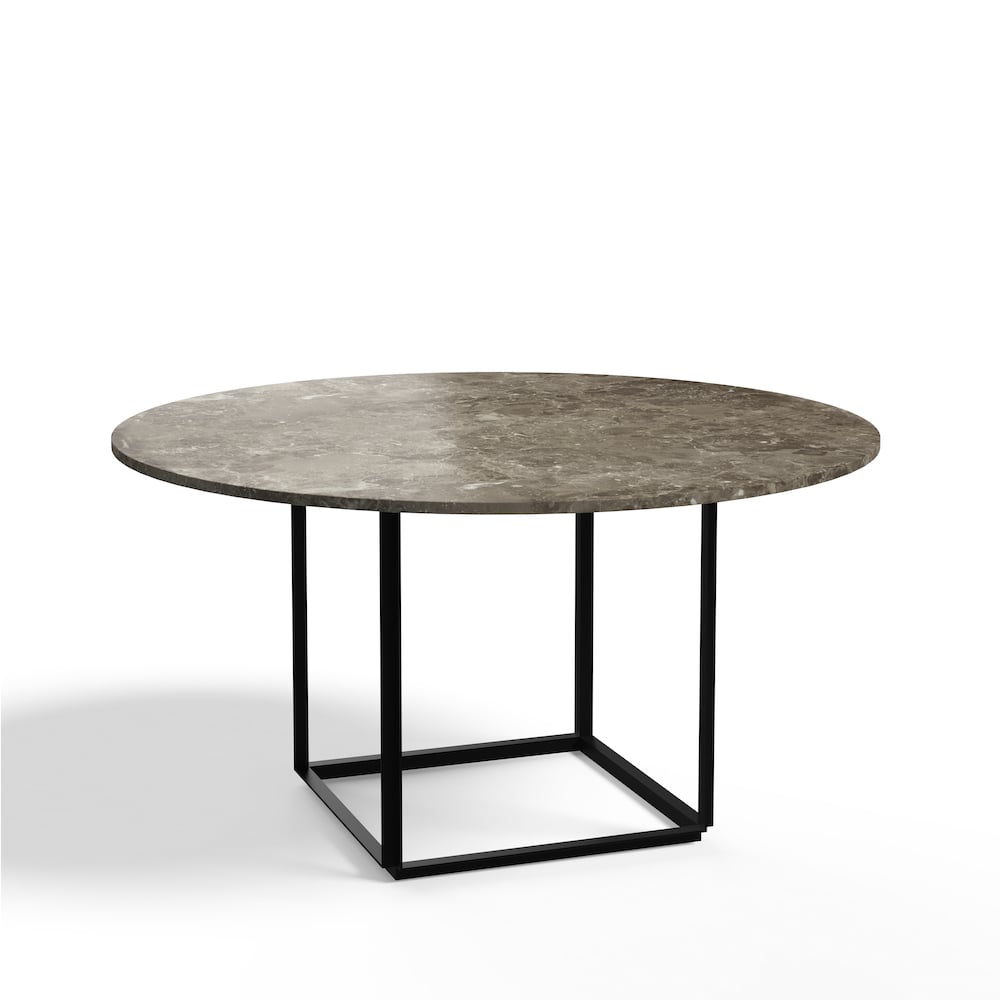 New Works Florence round dining table Gris du marais marble. o145 cm. black stand