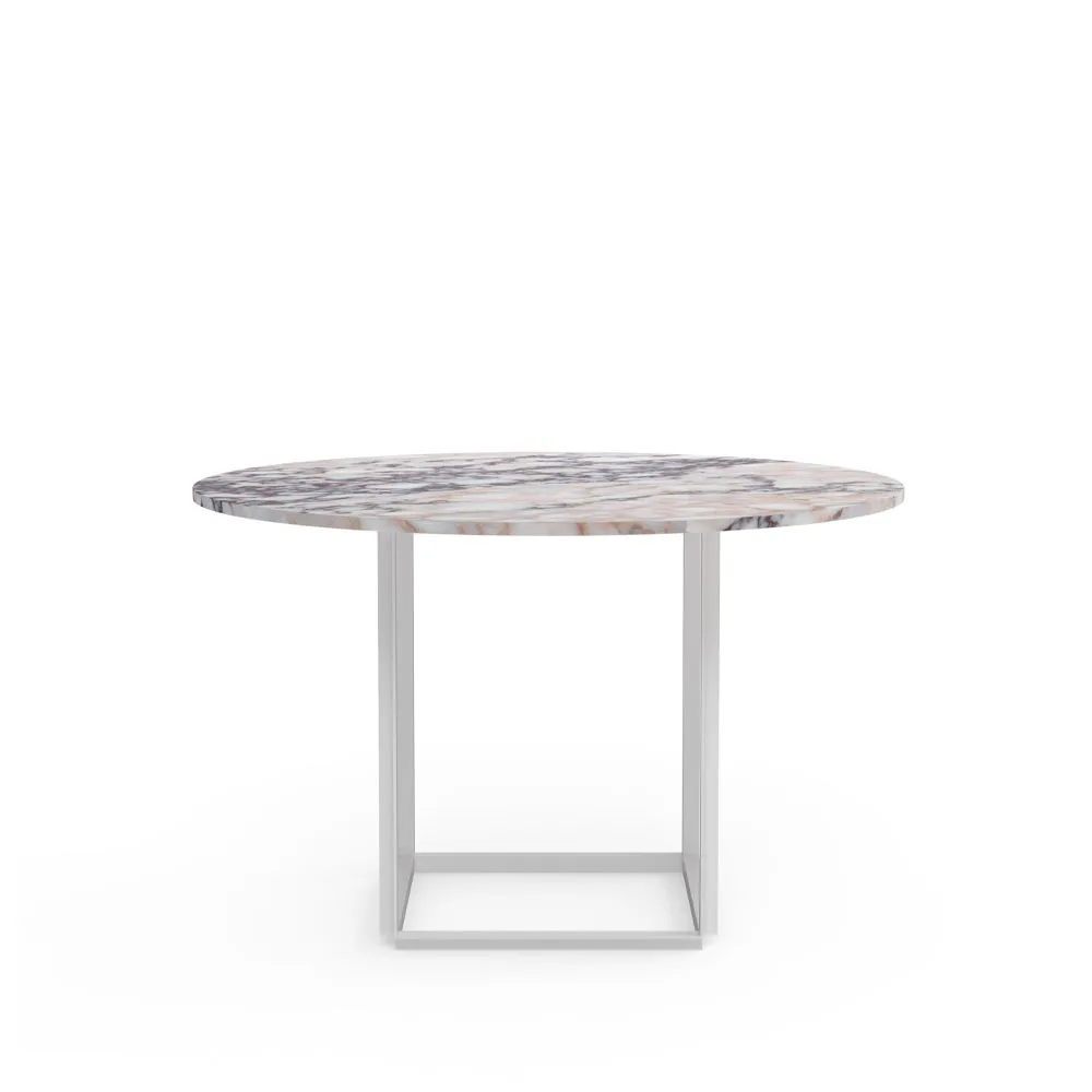 Florence round dining table, White viola marble. ø120 cm. white stand New Works