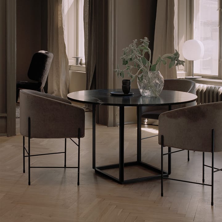 Florence round dining table, White viola marble. ø120 cm. white stand New Works