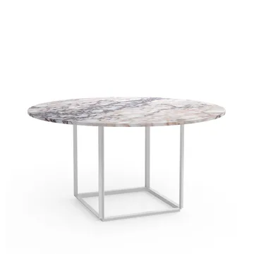 Florence round dining table - White viola marble. ø145 cm. white stand - New Works