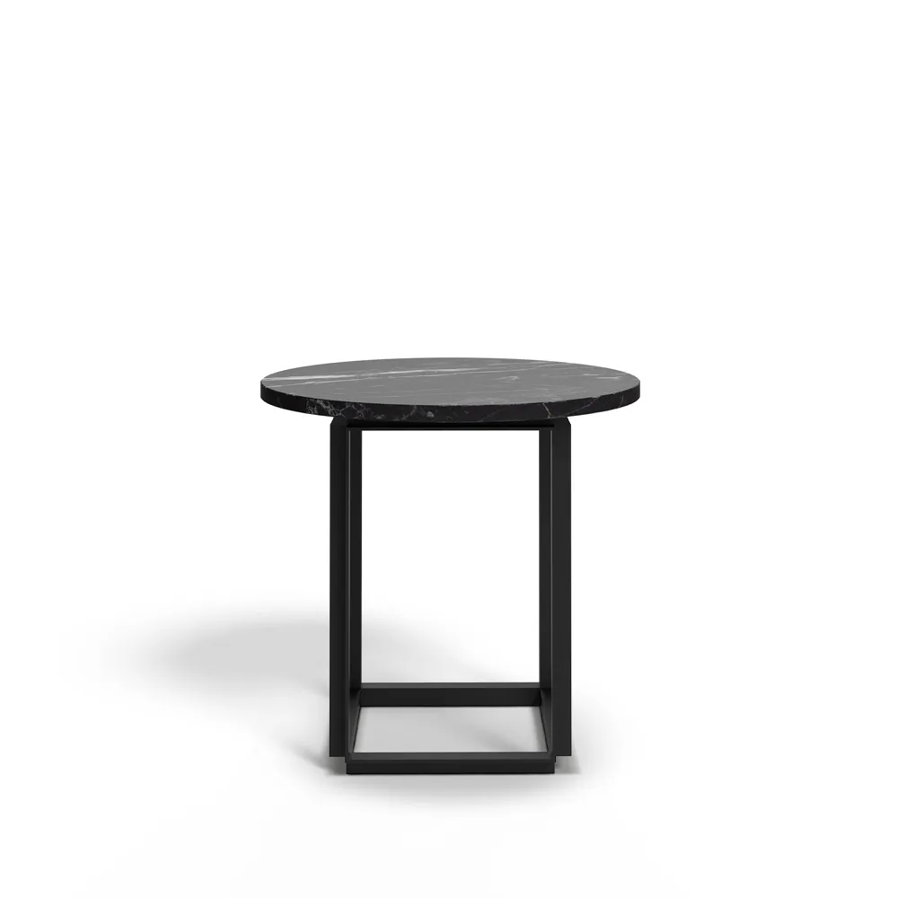 New Works Florence side table Black marquina marble. o50 cm. black stand