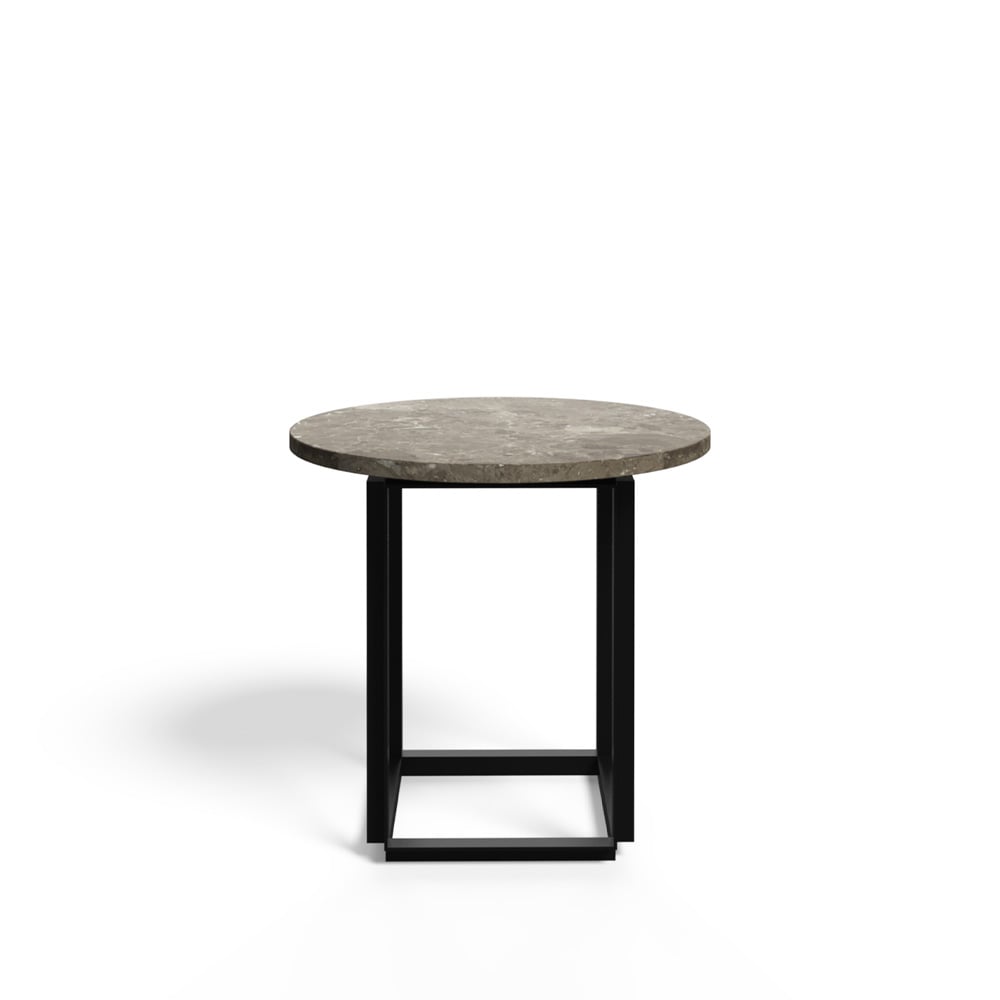 New Works Florence side table Gris du marais marble. o50 cm. black stand