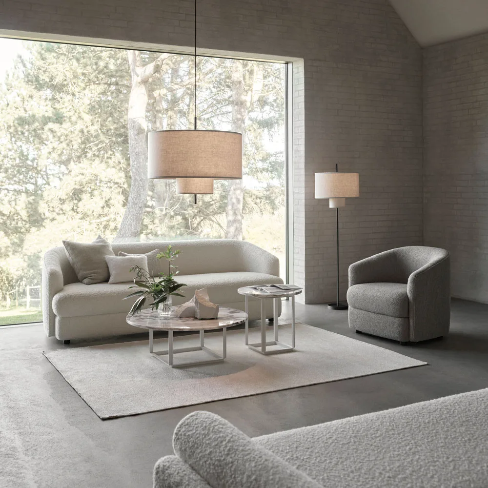 Florence side table, Gris du marais marble. ø50 cm. black stand New Works