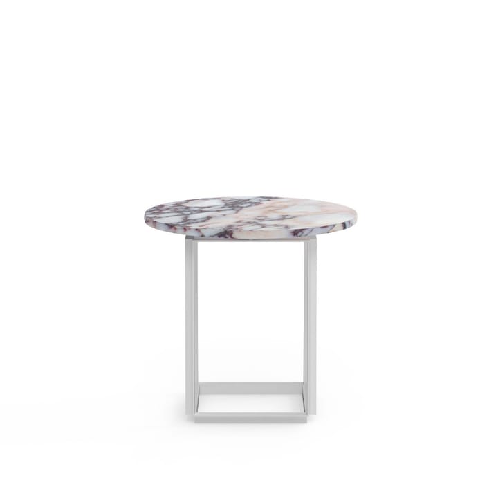 Florence side table - White viola marble. ø50 cm. white stand - New Works