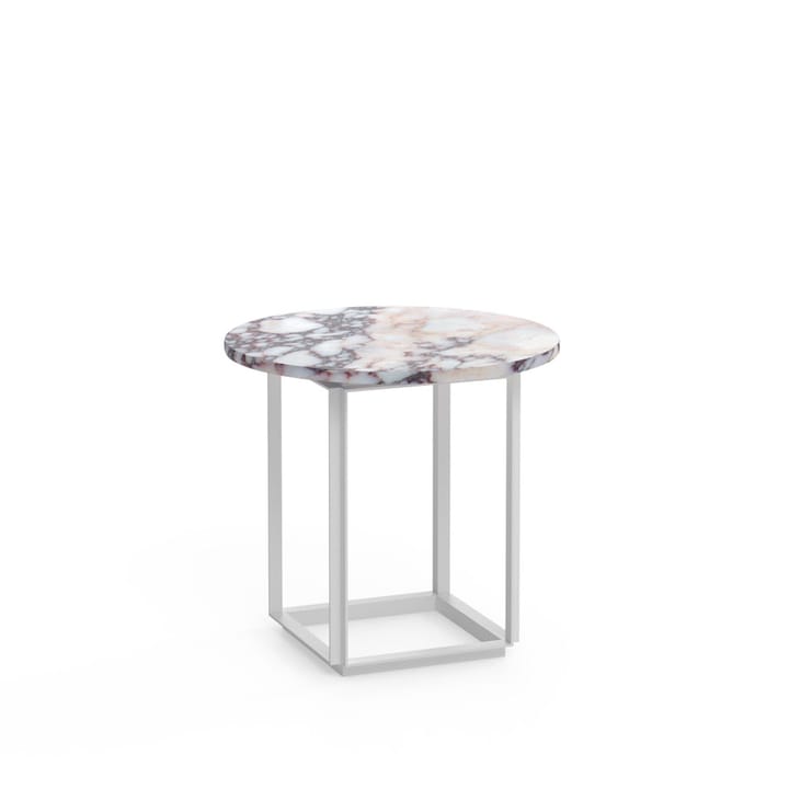 Florence side table - White viola marble. ø50 cm. white stand - New Works