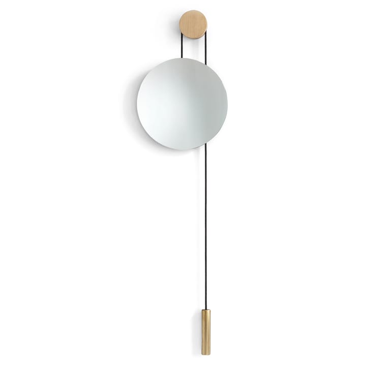 Rise and Shine mirror - Natural oak-brass weight - New Works