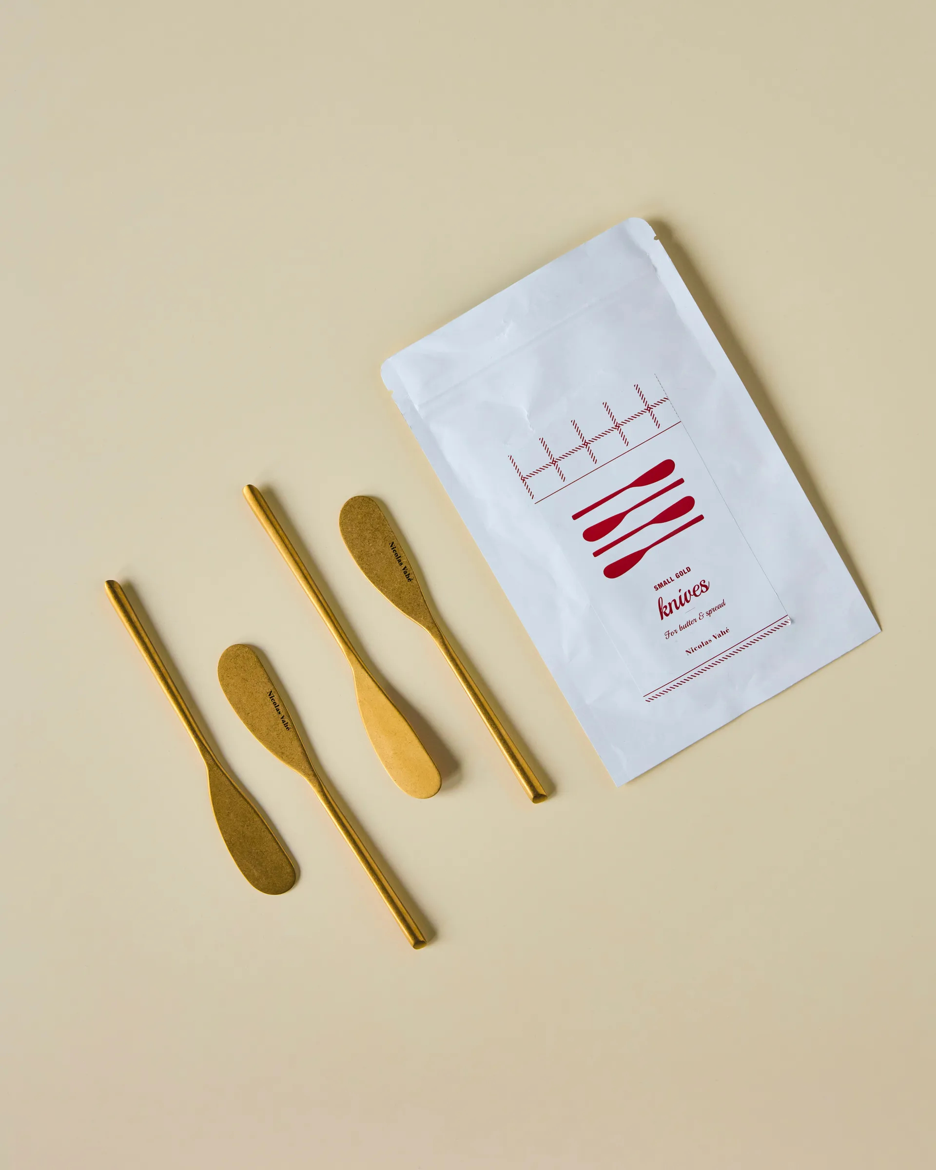 Nicolas Vahé butter knife 4-pack, Antique gold finish Nicolas Vahé