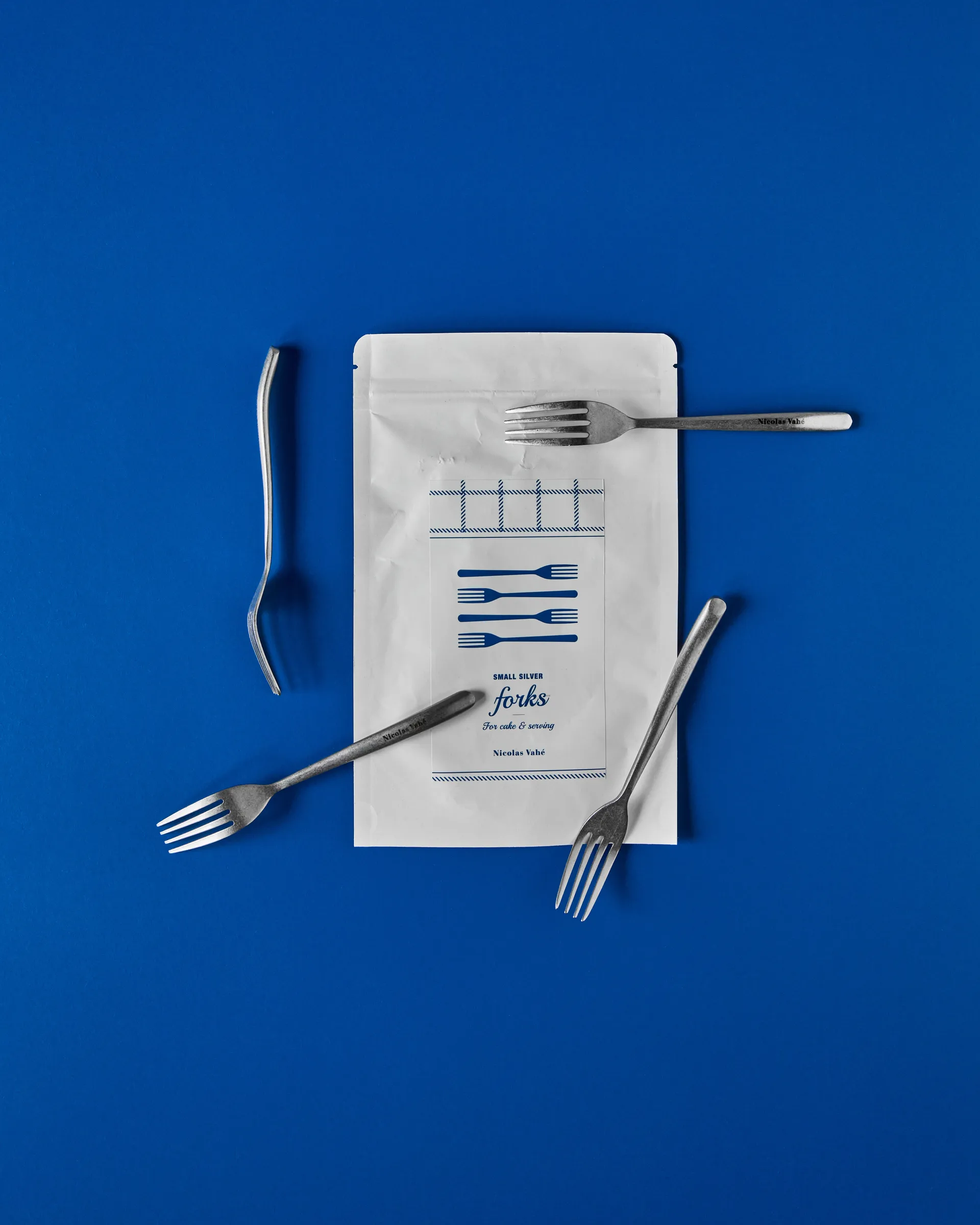 Nicolas Vahé cake fork 4-pack, Antique silver finish Nicolas Vahé