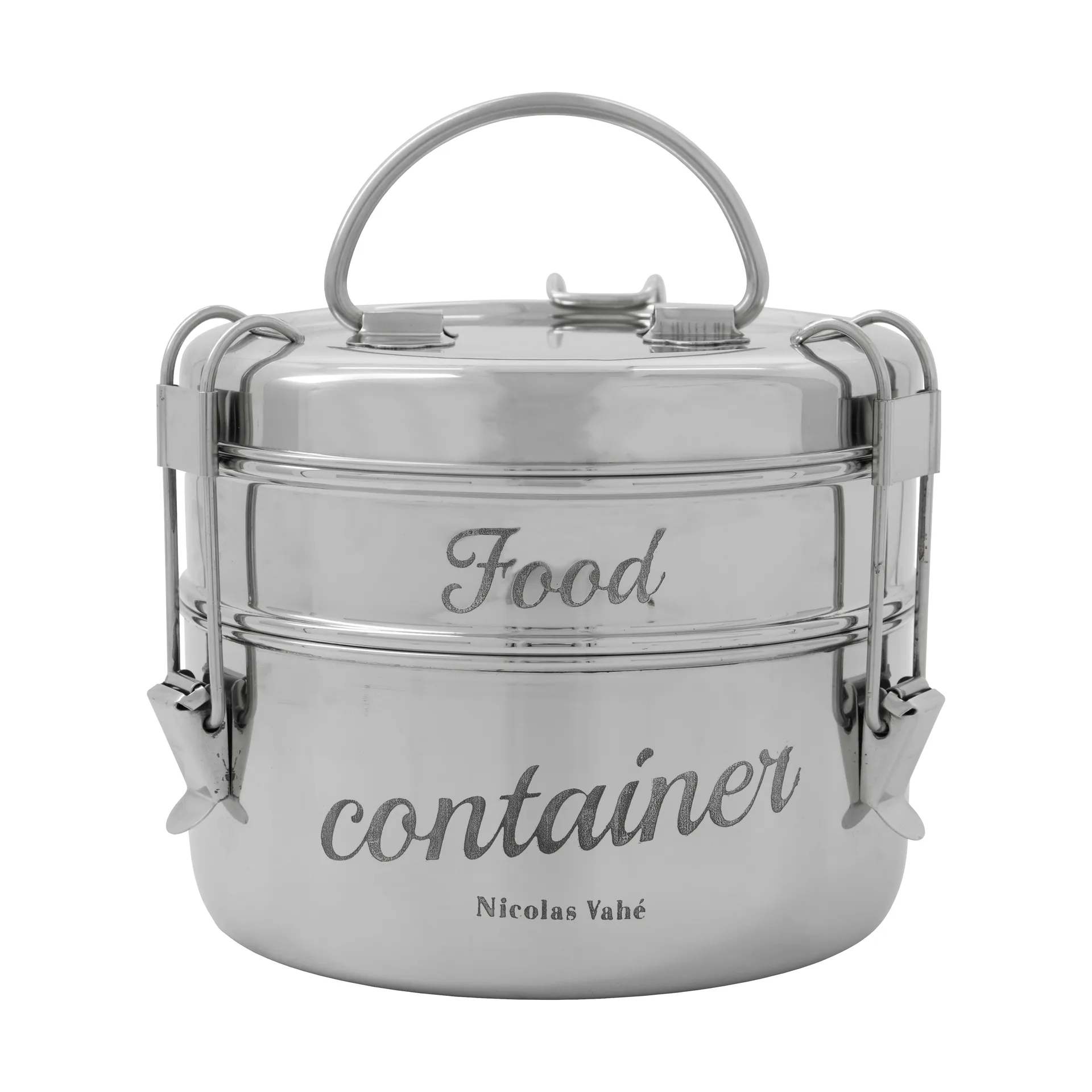 Nicolas Vahé lunchbox 2 pieces, Silver finish, Ø18 cm Nicolas Vahé