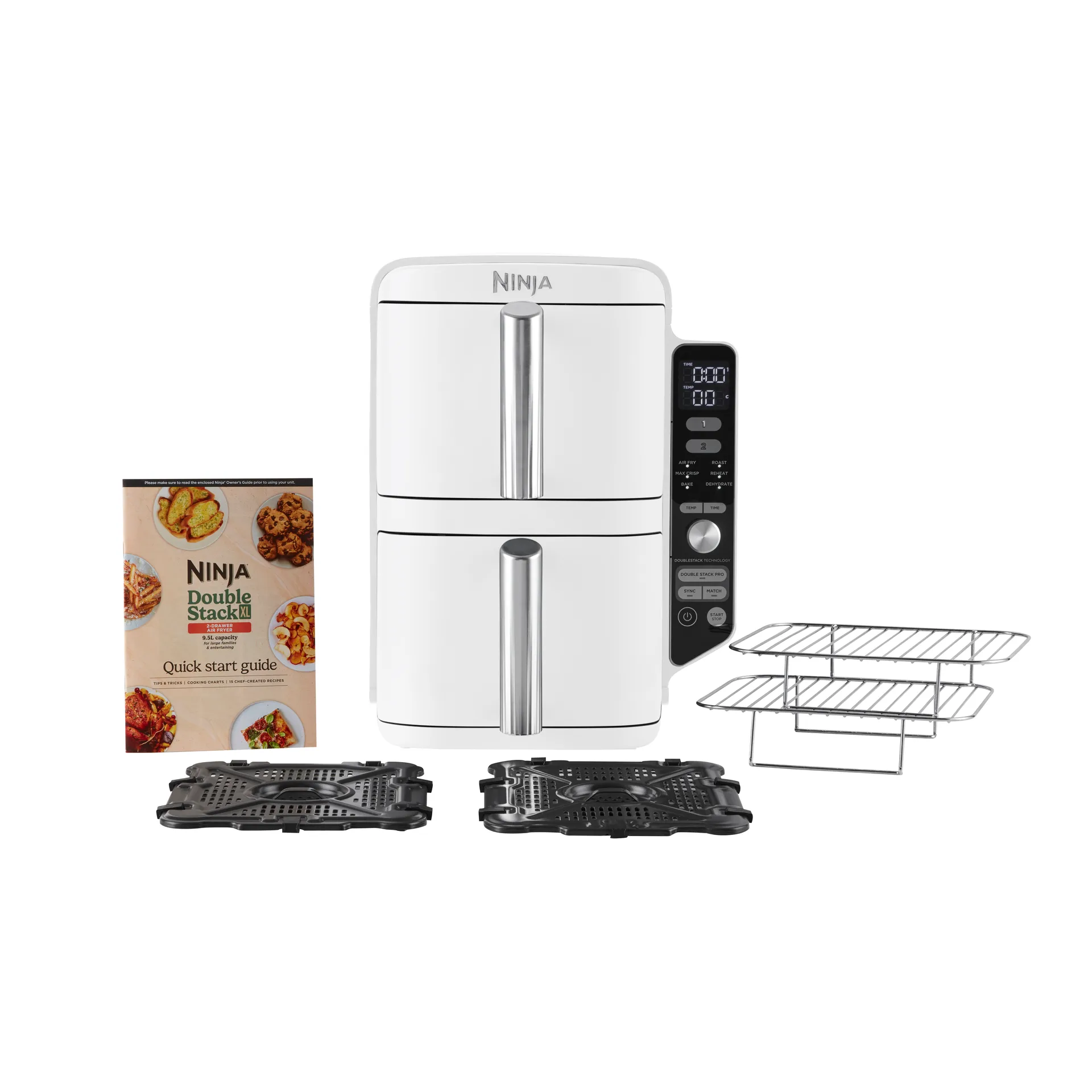 Ninja Air Fryer SL400EUWH double stack XL 2 drawers 9.5 L, White Ninja