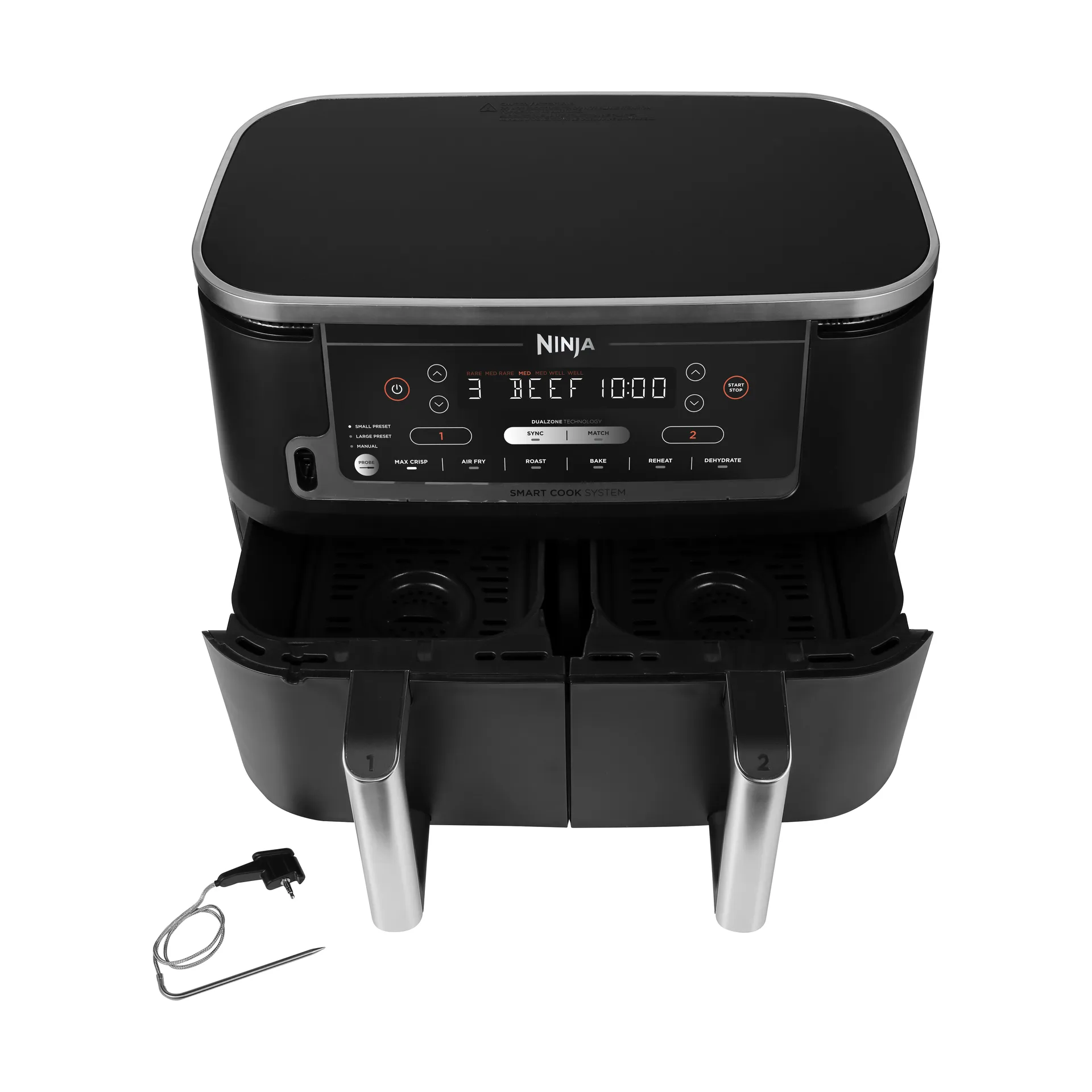 Ninja Foodi Max AF451 Airfryer Dual Zone with thermometer 9,5 L, Black Ninja