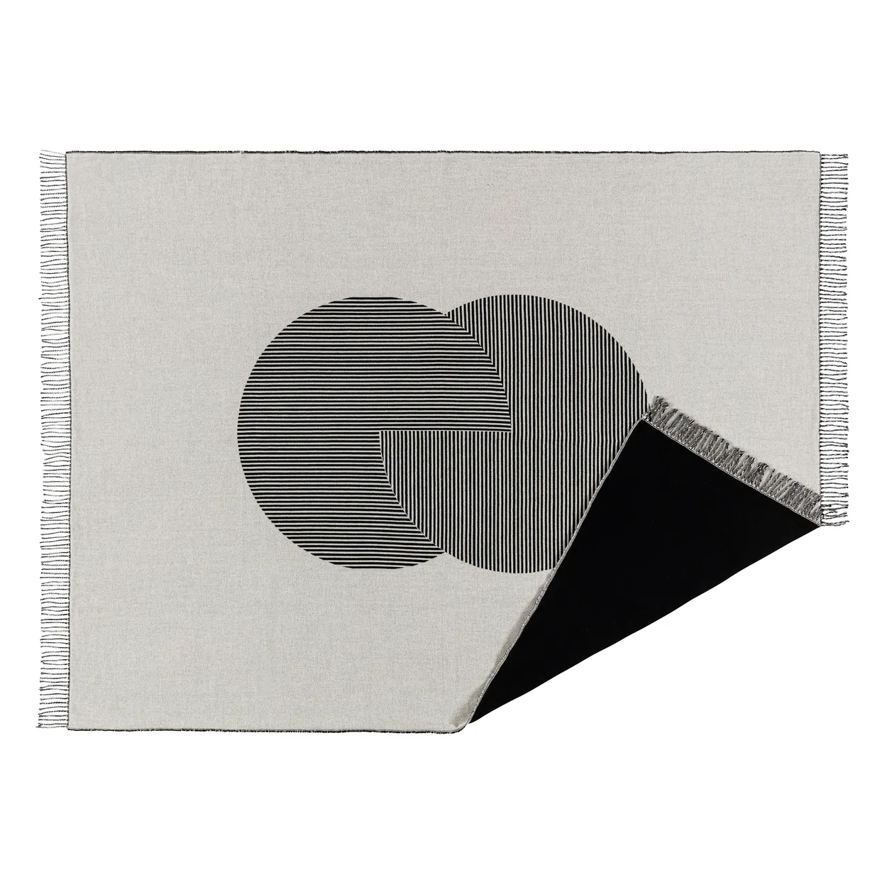 NJRD Circles cotton throw 130x185 cm black | Scandinavian Design | Cotton blankets & throws | Black